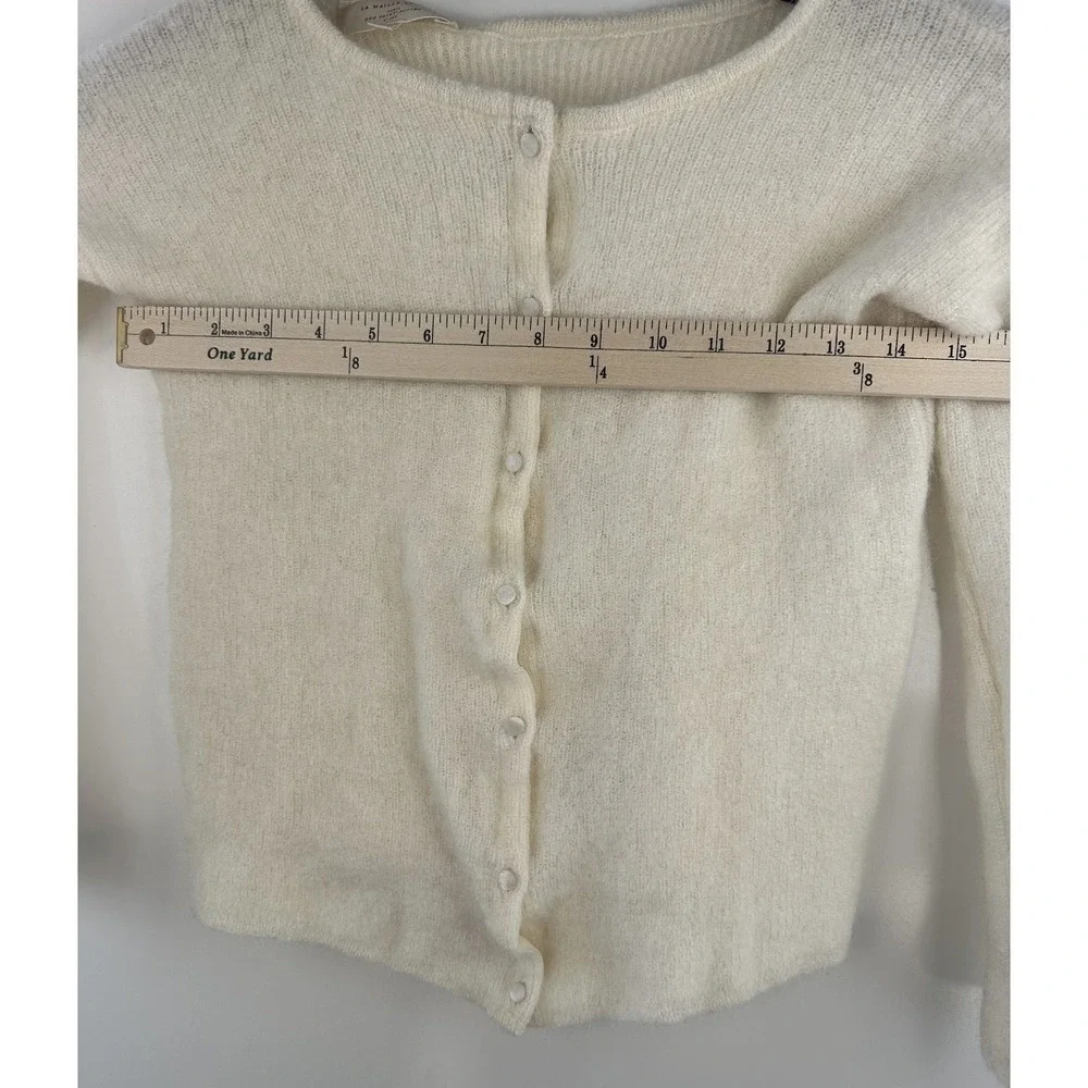 Sezane Gaspard Super Kid Mohair Baby Alpaca Ecru Cardigan Sweater XXS Luxury - Picture 10 of 14